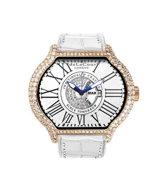 Replica DeLaCour City Cadet 1 A Rose Gold MOP Full Diamond WAPG0242-1036WHITE Replica Watch